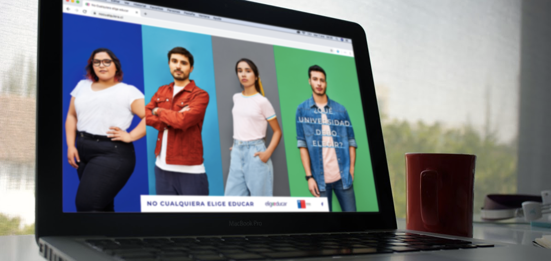 Imagen del sitio web NoCualquiera.cl, en pantalla de un computador