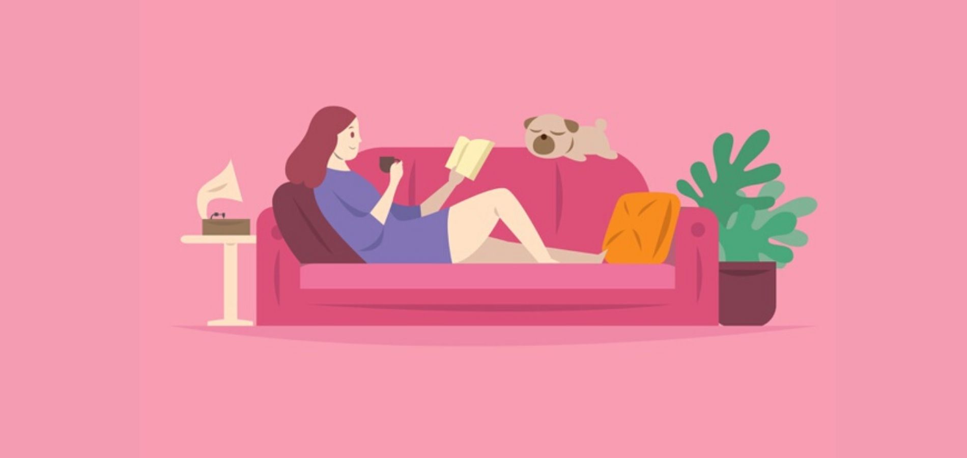 Mujer leyendo en un sofa