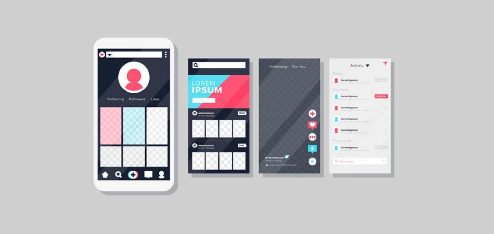 Imagen de cómo se ve el diseño de pantalla de la red social tiktok