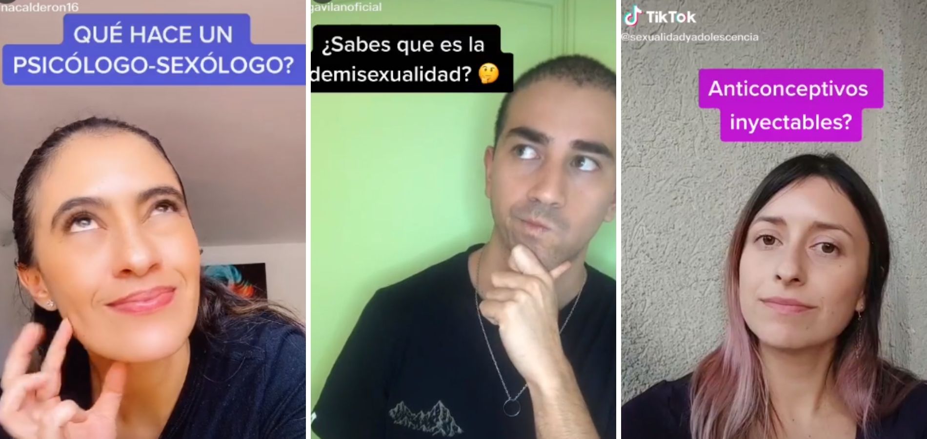 Una sexóloga/ psicóloga, una matrona y un psicólogo comparten sus cnocimiento de educación sexual mediantes entretenidos videos.
