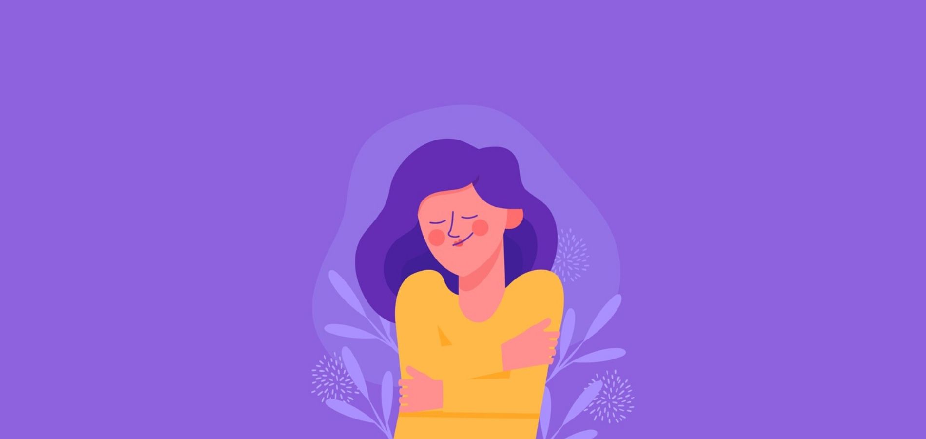 Ilustración de una mujer abrazándose