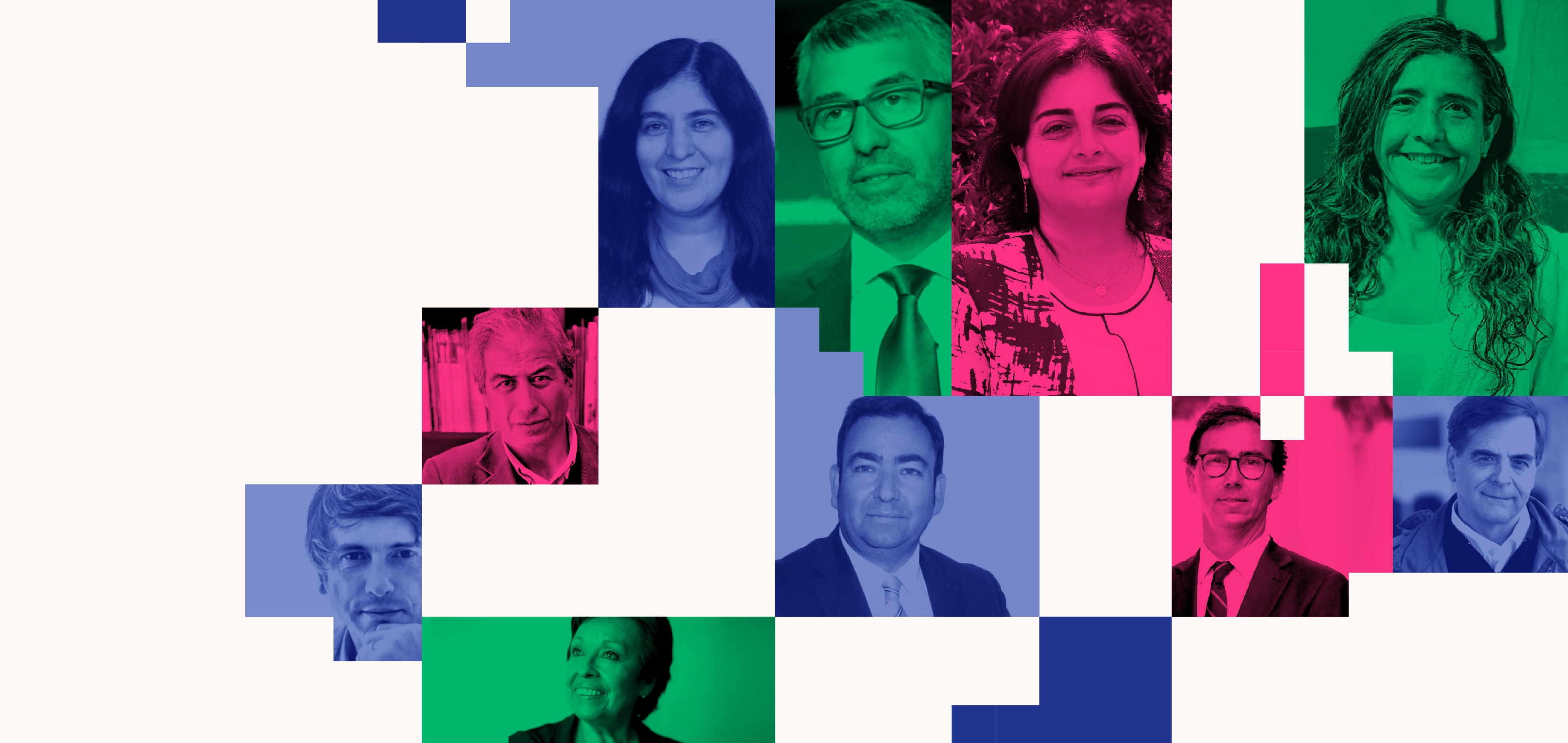 Collage de varios profesores chilenos junto a ministros y autoridades, que participarán en diálogo maestros