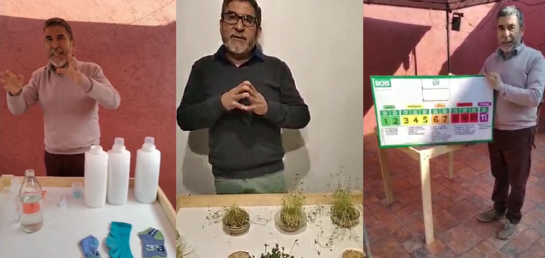 El profesor de ciencias y tecnología, Patricio Acuña, mostrando ideas innovadoras para superar los obstáculos de la pandemia
