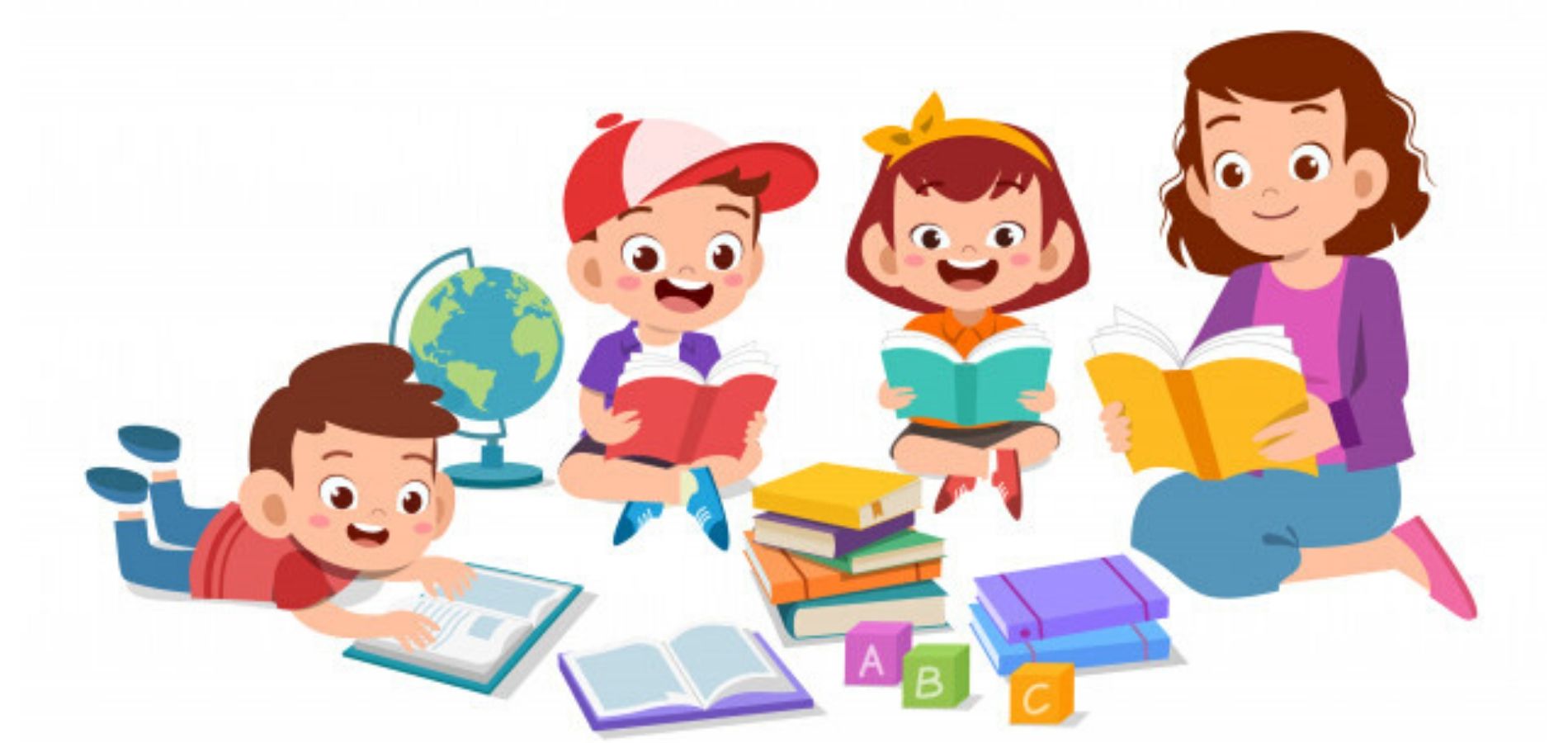 Niños y niñas aprendiendo, en conjunto con sus familias, a leer y escribir.